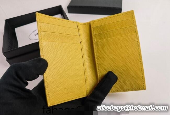 Well Crafted Prada Saffiano Leather Card Holder Wallet 2MC101 Yellow