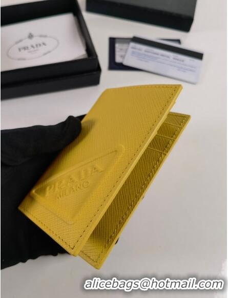 Well Crafted Prada Saffiano Leather Card Holder Wallet 2MC101 Yellow