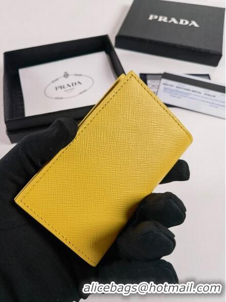 Well Crafted Prada Saffiano Leather Card Holder Wallet 2MC101 Yellow