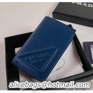 Buy Cheapest Prada Saffiano Leather Card Holder Wallet Black 2MC101 Blue