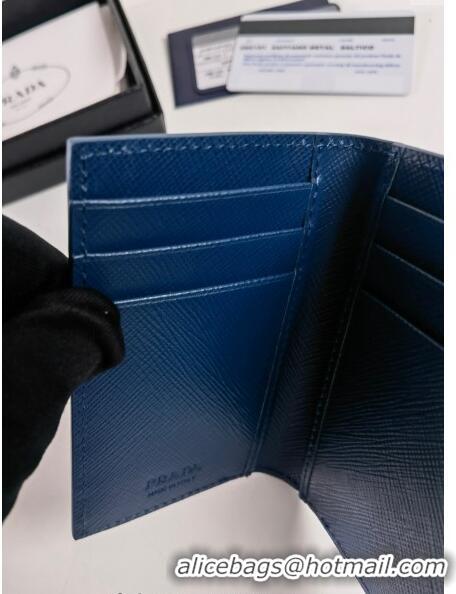 Buy Cheapest Prada Saffiano Leather Card Holder Wallet Black 2MC101 Blue