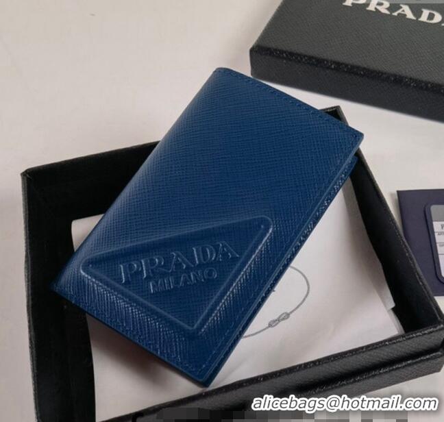 Buy Cheapest Prada Saffiano Leather Card Holder Wallet Black 2MC101 Blue