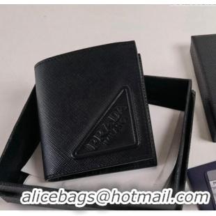 Famous Brand Prada Saffiano Leather Wallet 2MO004 Black