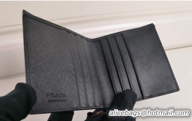 Famous Brand Prada Saffiano Leather Wallet 2MO004 Black