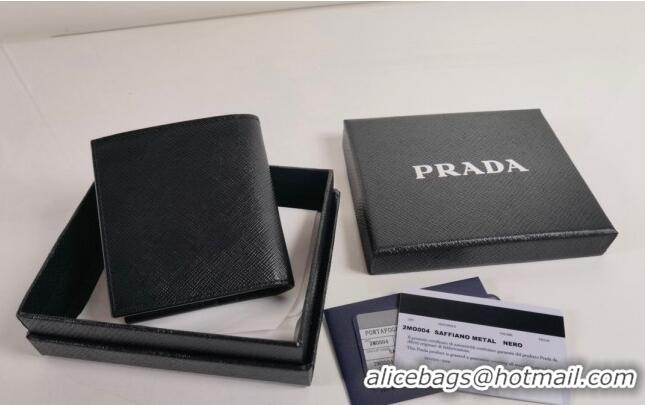 Famous Brand Prada Saffiano Leather Wallet 2MO004 Black