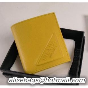 Low Cost Prada Saffiano Leather Wallet 2MO004 Yellow