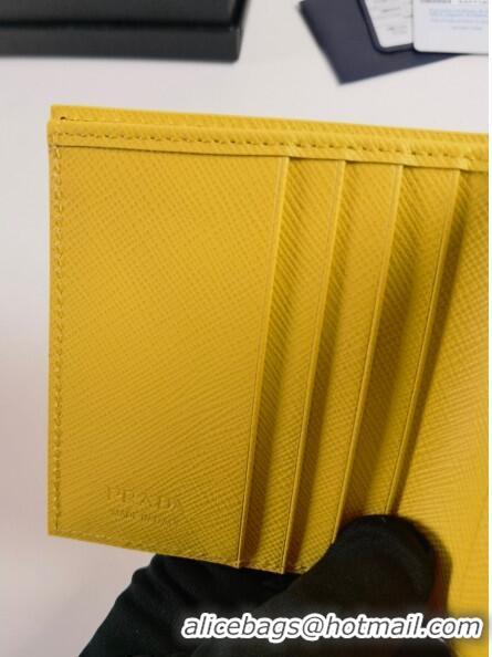 Low Cost Prada Saffiano Leather Wallet 2MO004 Yellow