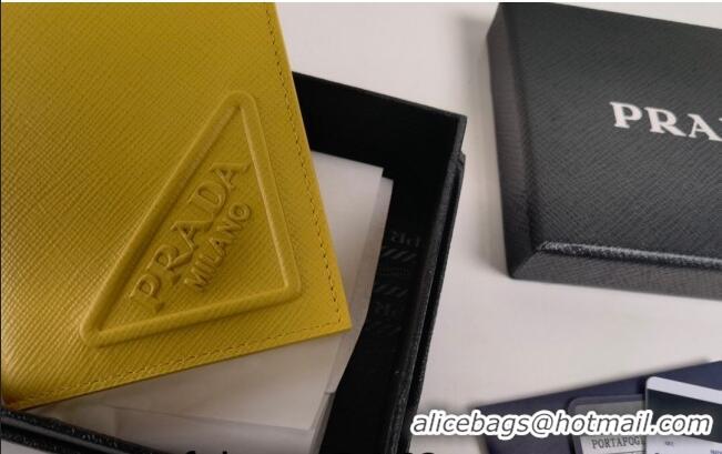 Low Cost Prada Saffiano Leather Wallet 2MO004 Yellow