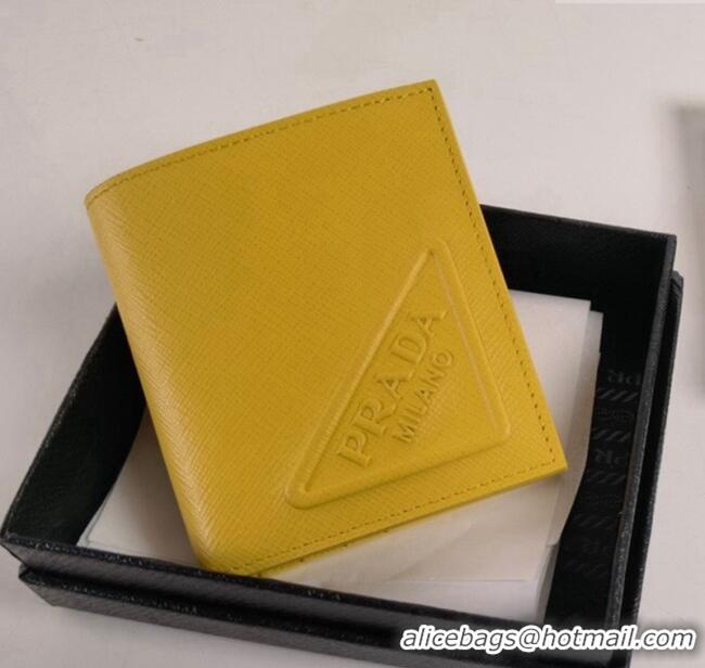 Low Cost Prada Saffiano Leather Wallet 2MO004 Yellow