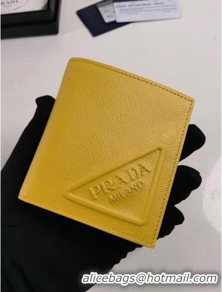 Low Cost Prada Saffiano Leather Wallet 2MO004 Yellow