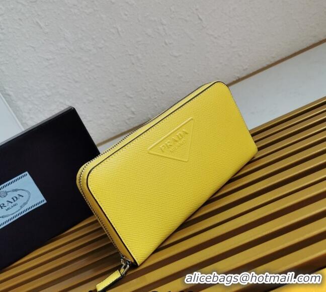 Buy Fashionable Prada Saffiano Leather Wallet 2ML317 Yellow