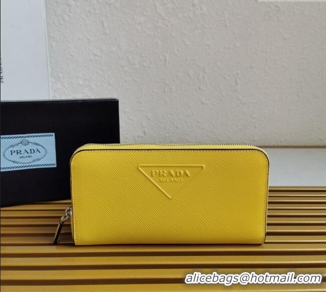 Buy Fashionable Prada Saffiano Leather Wallet 2ML317 Yellow