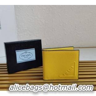 Top Quality Prada Saffiano Leather Wallet 2MO513 Yellow