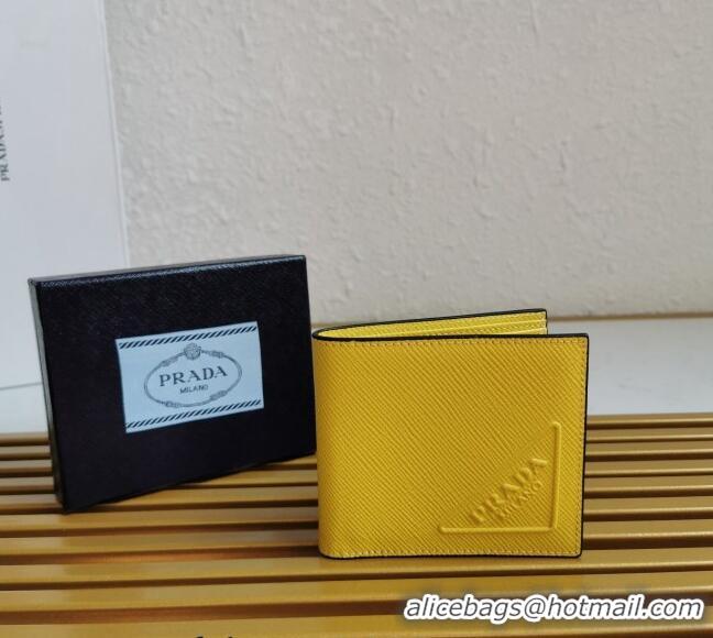 Top Quality Prada Saffiano Leather Wallet 2MO513 Yellow