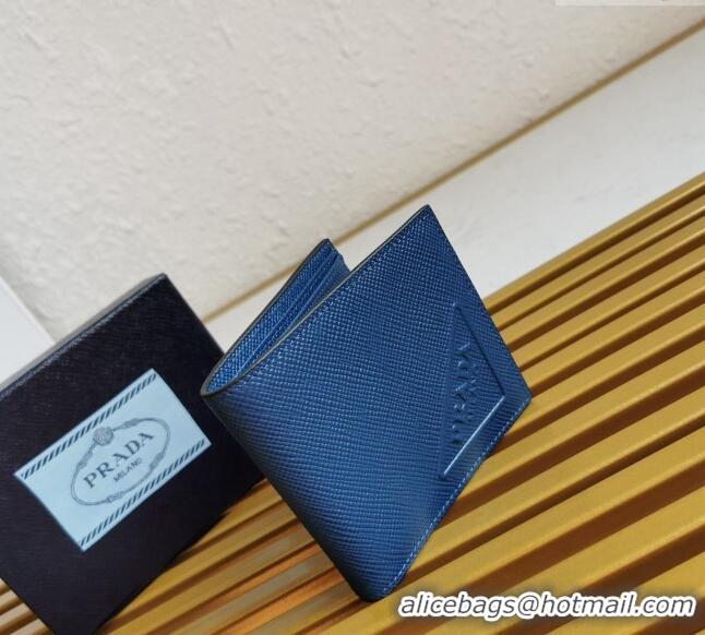 Shop Grade Prada Saffiano Leather Wallet 2MO513 Blue