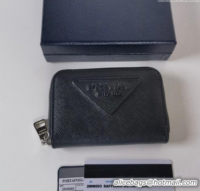 Trendy Design Prada Saffiano Leather Coin Purse Wallet 2MM003 Black