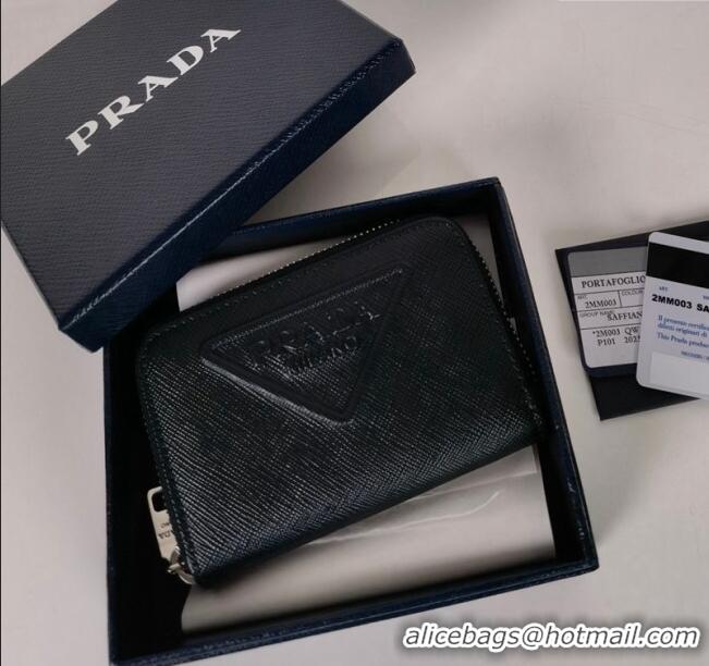 Trendy Design Prada Saffiano Leather Coin Purse Wallet 2MM003 Black