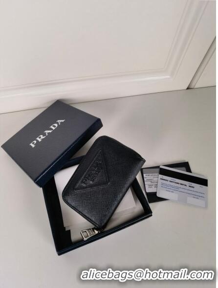 Trendy Design Prada Saffiano Leather Coin Purse Wallet 2MM003 Black