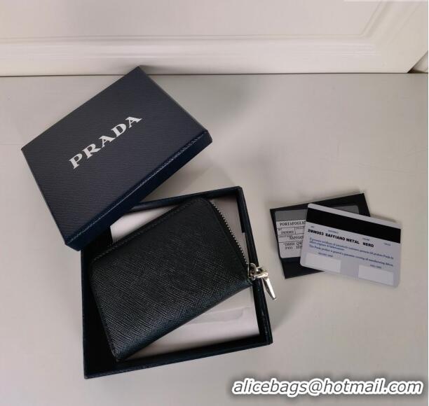 Trendy Design Prada Saffiano Leather Coin Purse Wallet 2MM003 Black