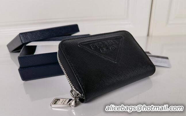 Trendy Design Prada Saffiano Leather Coin Purse Wallet 2MM003 Black