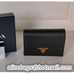 Good Product Prada Small Saffiano Leather Wallet 1MV021 Black