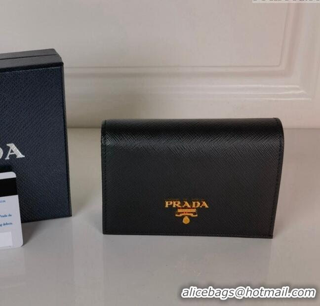 Good Product Prada Small Saffiano Leather Wallet 1MV021 Black