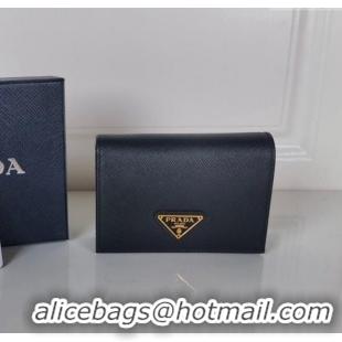 Shop Grade Prada Small Saffiano Leather Wallet 1MV021 Black/Gold