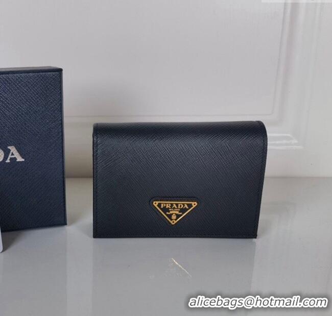 Shop Grade Prada Small Saffiano Leather Wallet 1MV021 Black/Gold