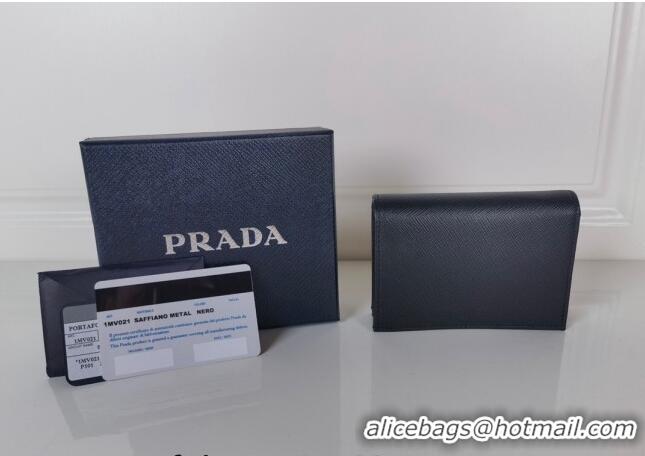 Shop Grade Prada Small Saffiano Leather Wallet 1MV021 Black/Gold