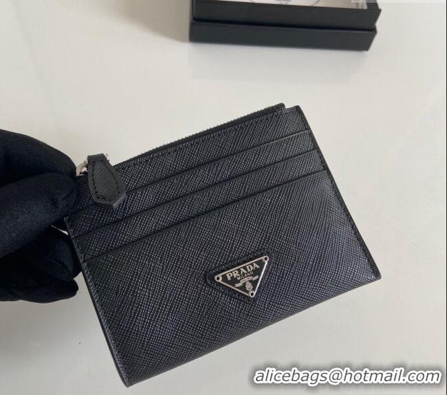 Good Product Prada Saffiano Leather Card Holder Wallet 1MC026 Black/Silver