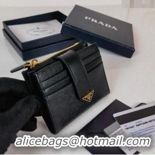 Grade Quality Prada Small Saffiano and smooth leather wallet 1ML047 Black