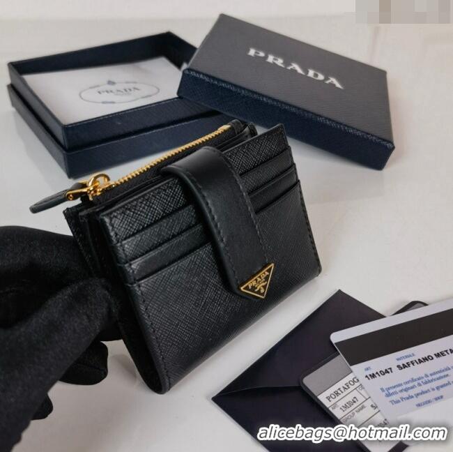 Grade Quality Prada Small Saffiano and smooth leather wallet 1ML047 Black