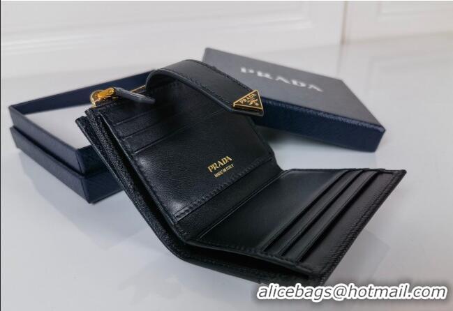 Grade Quality Prada Small Saffiano and smooth leather wallet 1ML047 Black