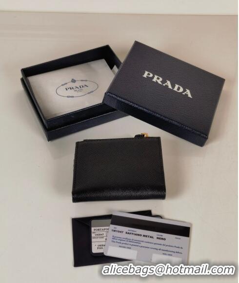 Grade Quality Prada Small Saffiano and smooth leather wallet 1ML047 Black