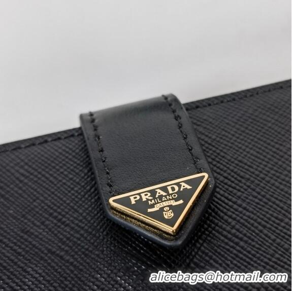 Grade Quality Prada Small Saffiano and smooth leather wallet 1ML047 Black