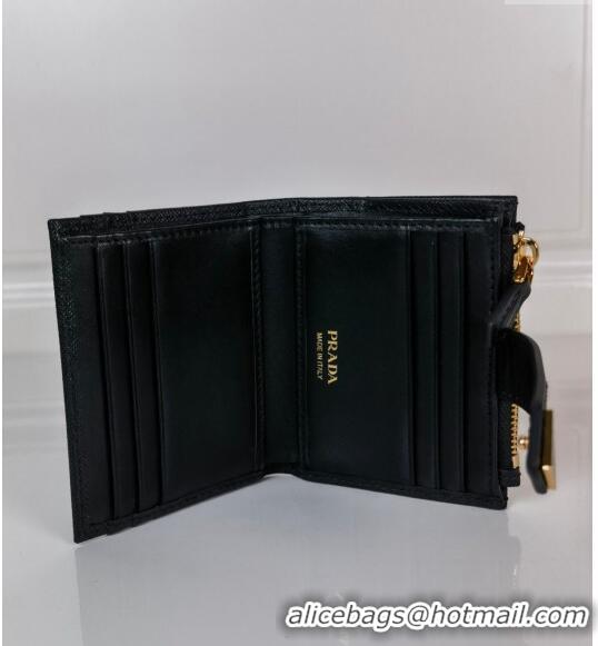 Grade Quality Prada Small Saffiano and smooth leather wallet 1ML047 Black