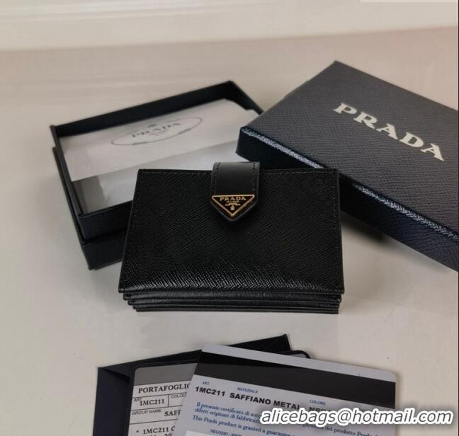 Trendy Design Prada Saffiano Leather Card Holder Wallet 1MC211 Black