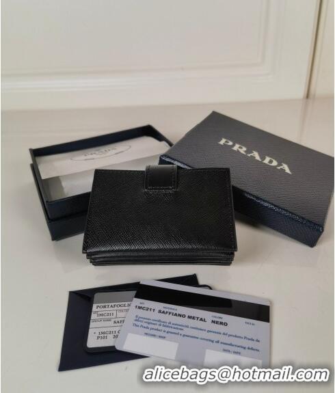 Trendy Design Prada Saffiano Leather Card Holder Wallet 1MC211 Black