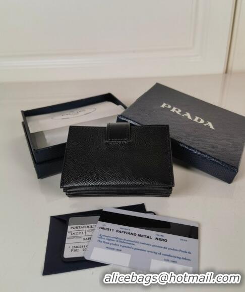 Trendy Design Prada Saffiano Leather Card Holder Wallet 1MC211 Black