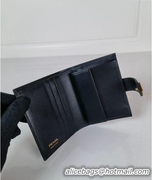 Buy Fashionable Prada Small Saffiano and smooth leather wallet 1MV204 Black 2023