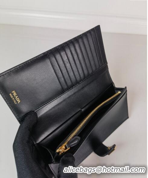 Best Price Prada Saffiano Leather Long Wallet 1MV025 Black 2023