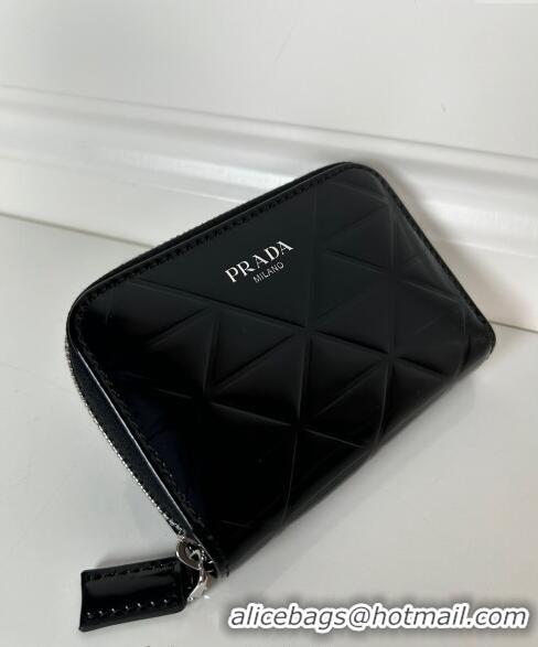 Well Crafted Prada Brushed leather Card Holder Wallet 2MM003 Black 2024