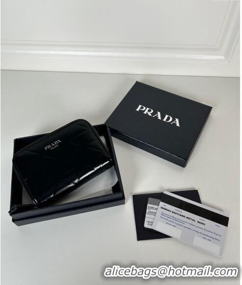 Well Crafted Prada Brushed leather Card Holder Wallet 2MM003 Black 2024