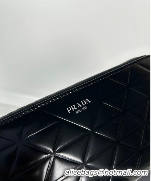 Best Price Prada Men's Brushed leather Small Wallet 2M1317 Black 2024