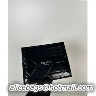 Best Price Prada Brushed leather credit card holder Wallet 2MC223 Black 2024