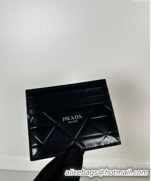 Best Price Prada Brushed leather credit card holder Wallet 2MC223 Black 2024