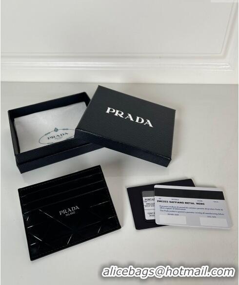 Best Price Prada Brushed leather credit card holder Wallet 2MC223 Black 2024