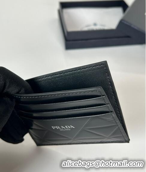 Best Price Prada Brushed leather credit card holder Wallet 2MC223 Black 2024