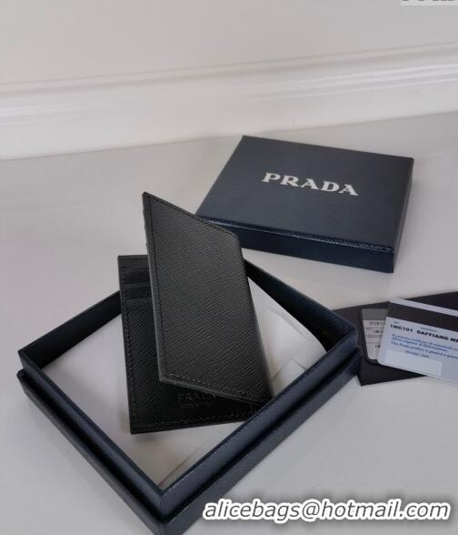 Top Quality Prada Saffiano Leather Card Holder Wallet 2MC101 Black 2024