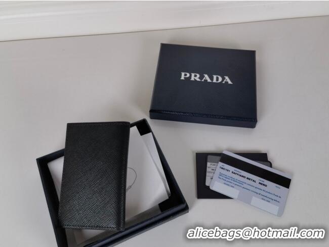 Top Quality Prada Saffiano Leather Card Holder Wallet 2MC101 Black 2024